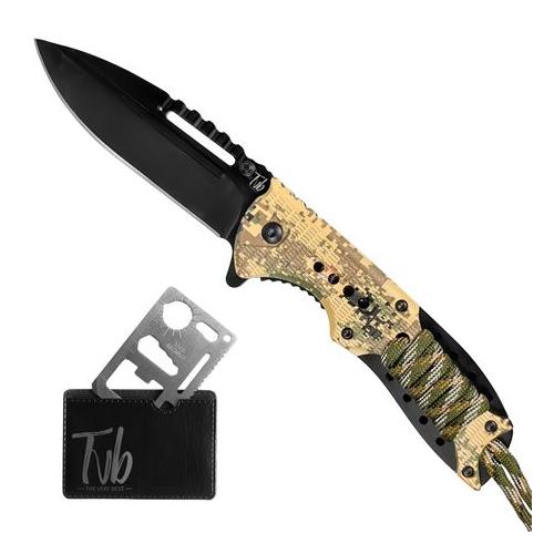 Tvb Camo Minecraft Handle Folding Knife Tactical EDC with Strap