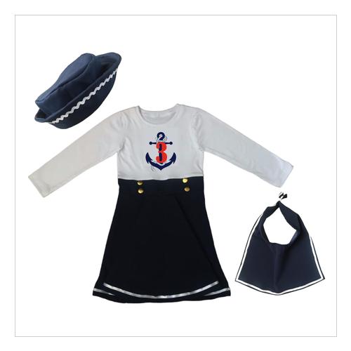 3rd Birthday - Sailor dress - Scarf & Hat - long sleeve