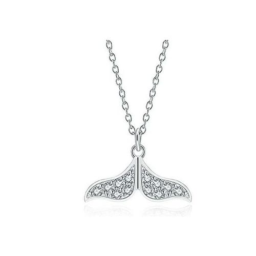 Mermaid Tail With Inlaid Cubic Zircon Pendant Necklace