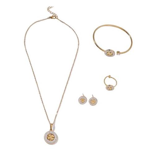 4 pcs Fashionable clover design jewellery set