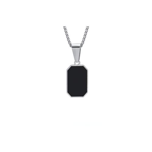 Men's Silver & Black Stainless Steel Pendant Necklaces