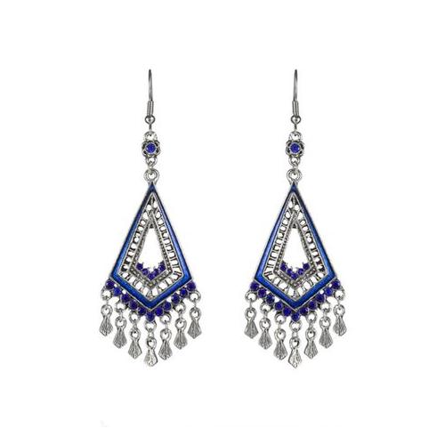 Elegant Royal Blue Geometric Drop Earrings