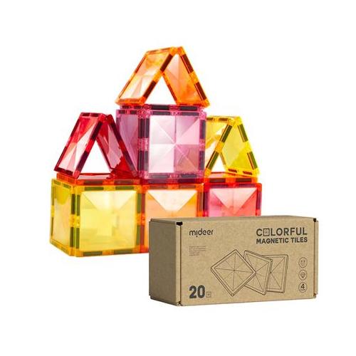 Mideer Colourful Magnetic Tiles - Warm Colours - 20 Pieces