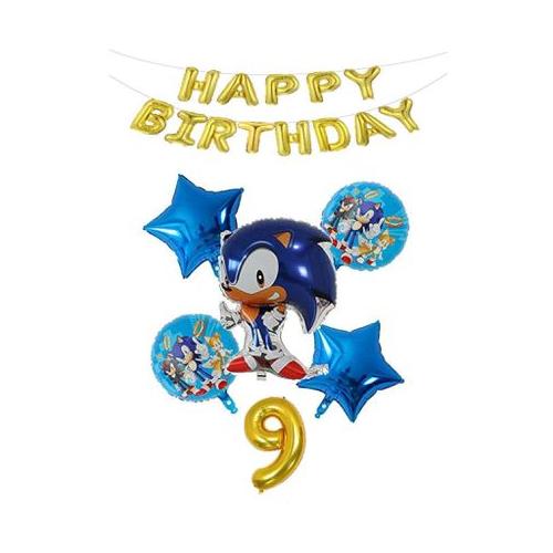 Sonic the Hedgehog Birthday Party Balloons Set And Number 9