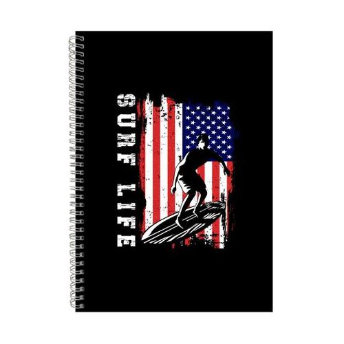 USA A4 Notebook Spiral and Lined Trendy Surfing Graphic Notepad Present 095