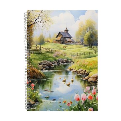 River A4 Notebook Spiral and Lined Easter Graphic Design Notepad Present091