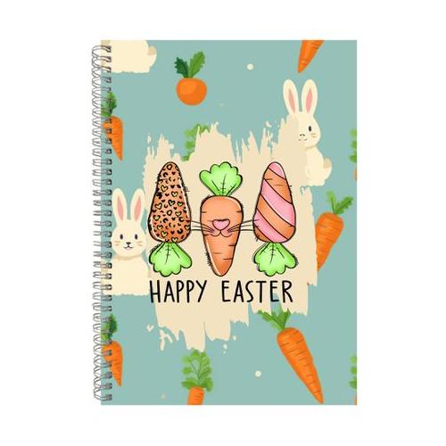 Happy Carrot A4 Notebook Spiral and Lined Easter Graphic Notepad Present086