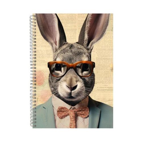 Mr Bunny A4 Notebook Spiral Lined Trendy Easter Graphic Notepad Present 083