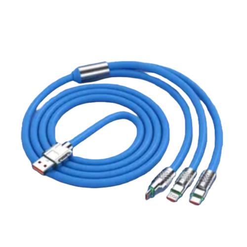 Micro USB 3-in-1 Fast Charging Cable for iOS/Androld/Type-C(Blue)