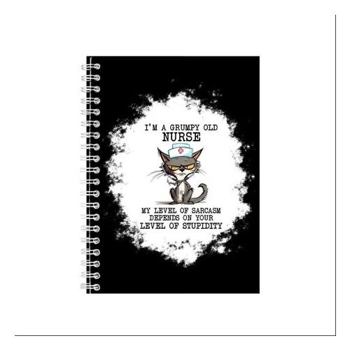 Nurse Cat A5 Notebook Spiral for Work with Funny Animal Graphic Sayings 053