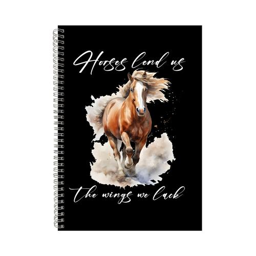 Wings we lack A4 Notebook Pad for Horse Lovers Trendy Graphic Present 021