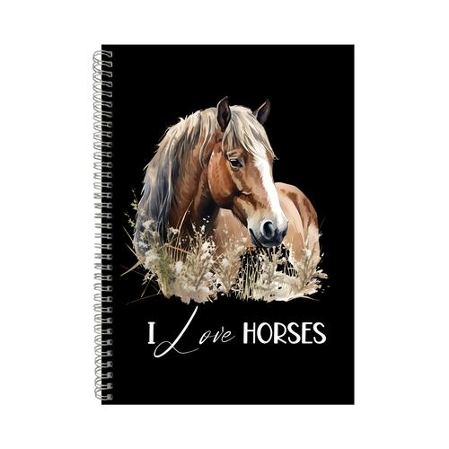 Love Horses A4 Notebook Pad for Lovers Trendy Graphic Design Present021