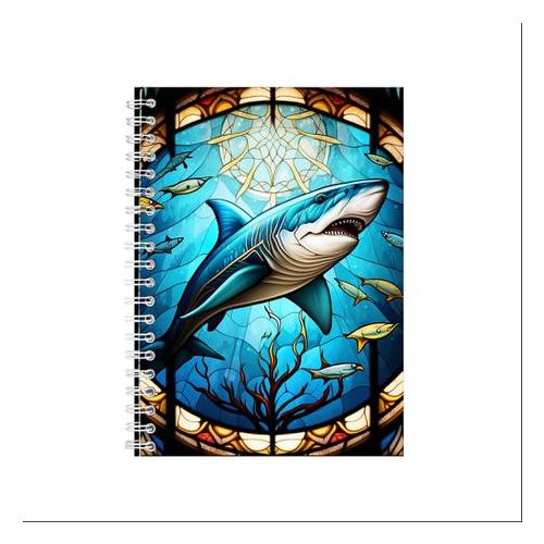 Shark Stained Glass A5 Notepad Gift Idea