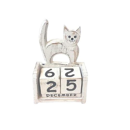 Wooden Calendar Interchangeable - Assorted - White Cat Calendar
