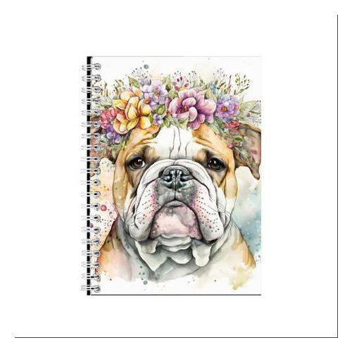 Bulldog Flower Head Notepad A5 B-Day Gift