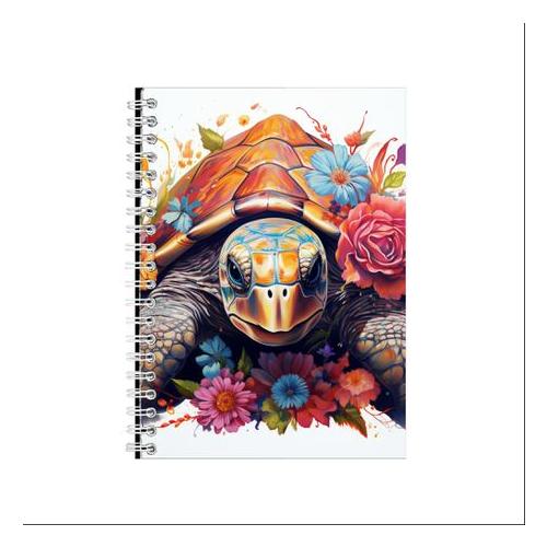 Floral Art Turtle 58 A5 Spiral Notebook Present