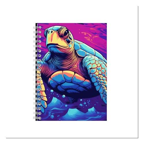 Neon Turtle 40 Gift Idea A5 Notepad Present