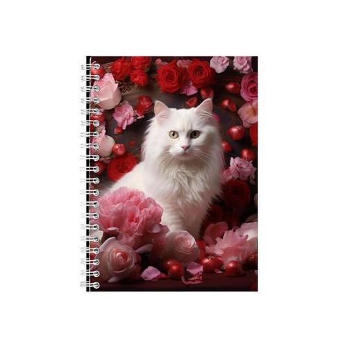 WHITE CAT IN VALENTINES DAY A5 Notebook Gift Idea