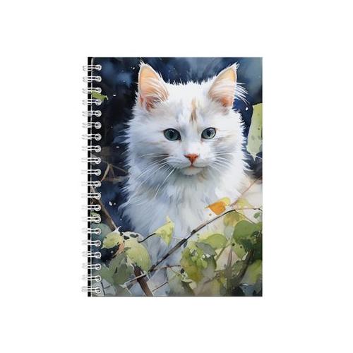 WHITE CAT IN WATERCOLOR A5 Notebook Gift Idea 230