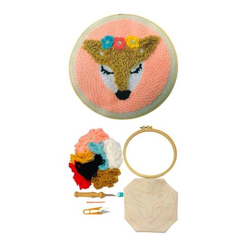 Flower Fox - Punch Needle Embroidery Wool Art DIY Craft Kit Tapestry
