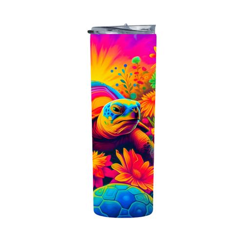 Floral Colorful Turtle Neon2 20 Oz Straight Skinny Tumbler 007
