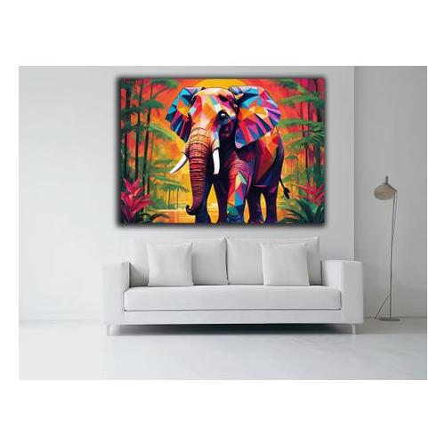 0204 Abstract One Elephant Canvas Wall Art