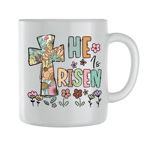 HeIsRisen Coffee Mugs for Men Women with Christian Easter Graphic Words 080