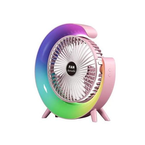 3-speed Fan Night Light, USB Charging Mini Fan - Pink
