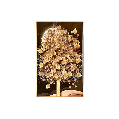 Premium Crystal Porcelain Painting - Golden Tree and White Moon - 100cmx50cm