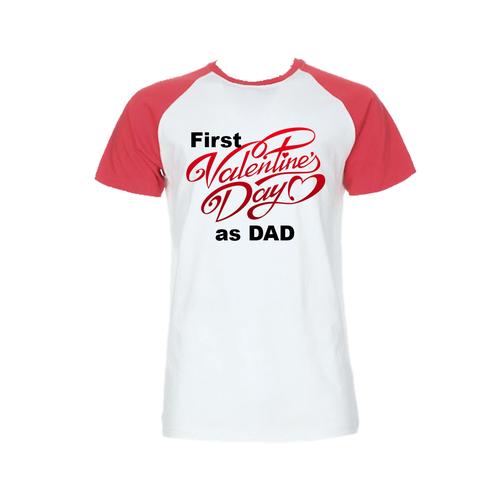 First Valentine's Day As Dad Printed Shirt-Red & White Shirt