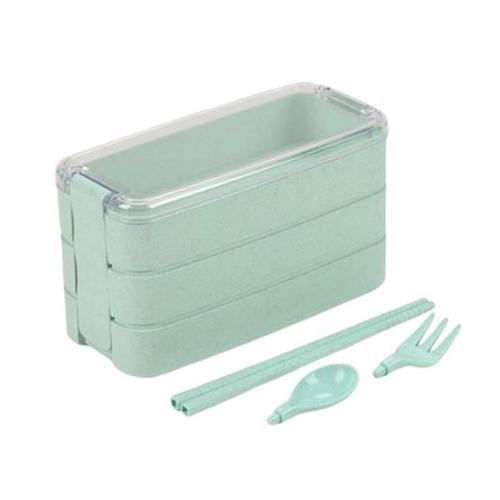 3-Layer Lunch Box with Fork & Spoon Leakproof Portable Stackable Bento Box