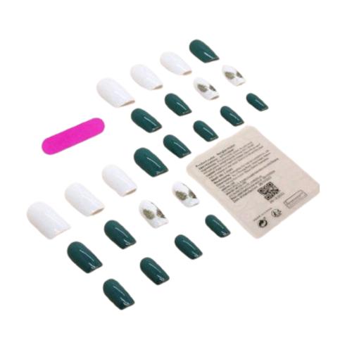 24 Pieces Short Square Fake Nails Kit