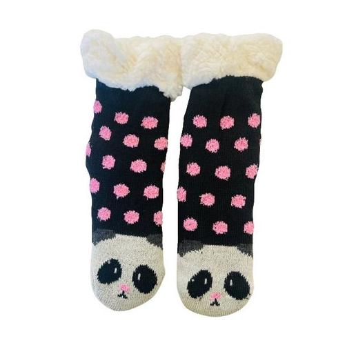 Girls Fluffy Thermal Slipper Socks with Floor Grips 4-7 Years