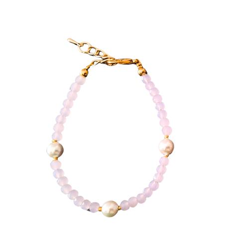 Shell Pearls Pink Crystals Bracelet