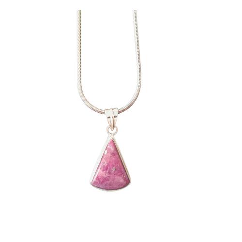 Sterling Silver Rope Necklace and Pink Agate Pendant