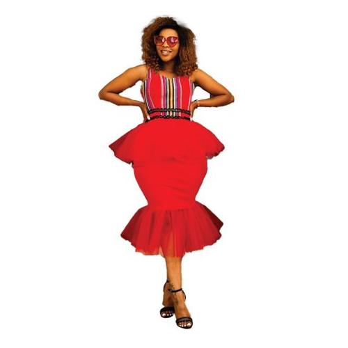 Africa Fashion House Nose Red Venda Tulle Dress