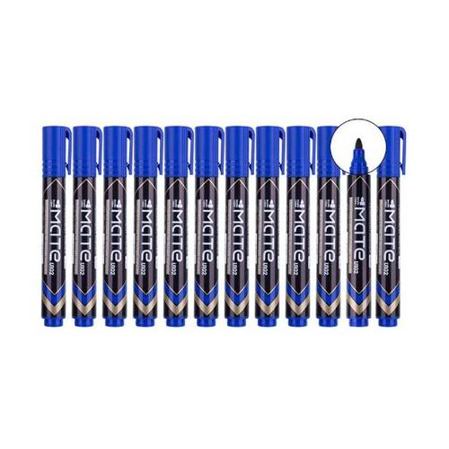 Deli - Refillable Permanent Marker Bullet, Blue - 12 Markers x 6 Pack