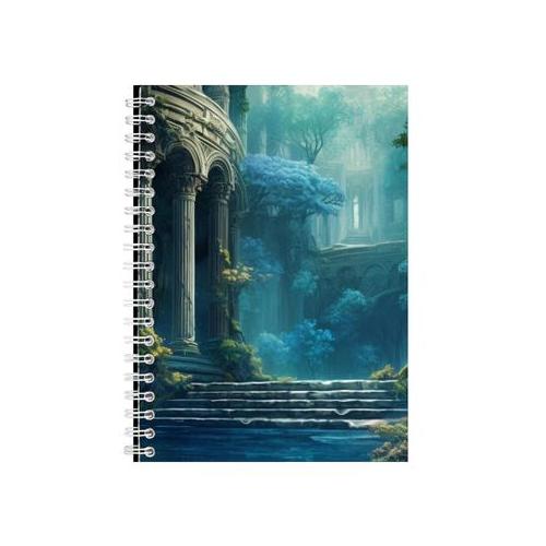 Blue Tree A5 Notebook Spiral and Lined Old Ruins Graphic Notepad Gift 182
