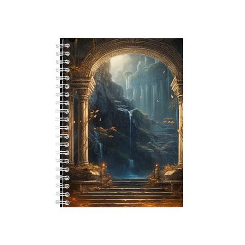 Autumn A5 Notebook Spiral Lined Trendy Old Ruins Graphic Notepad Present182