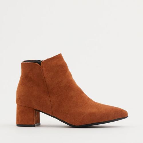 Mid Block Ankle Boots Brown Suede
