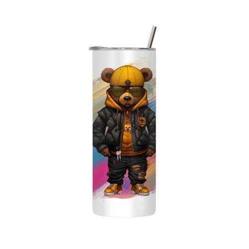 Colour 20 Oz Tumbler with Lid and Straw Funky Bear Lover Graphic Present192