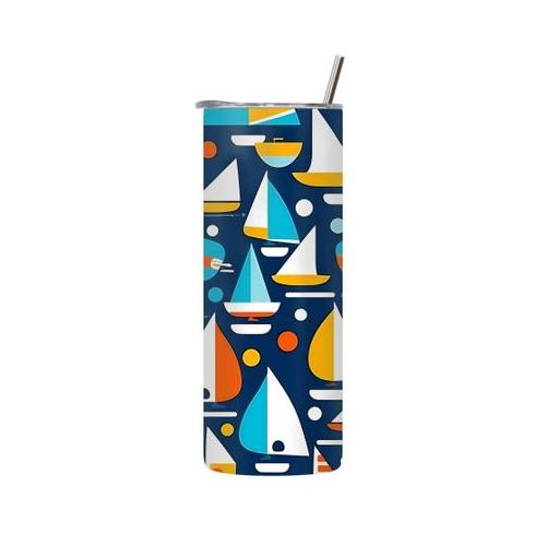 Boats_17 20 Oz Tumbler with Lid and Straw Boat Patterns Graphic Present 177