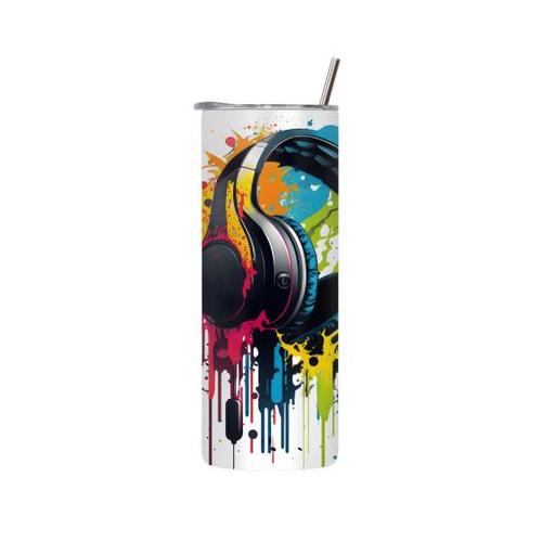 Headphones 20 Oz Tumbler with Lid Straw Trendy Gaming Graphic Gamer Gift170