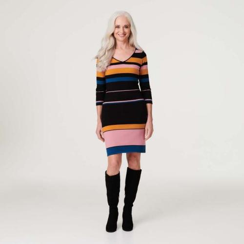 Striped Knitted Bodycon Black Multi