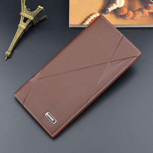 Men's wallet long soft leather large capacity wallet Light brown