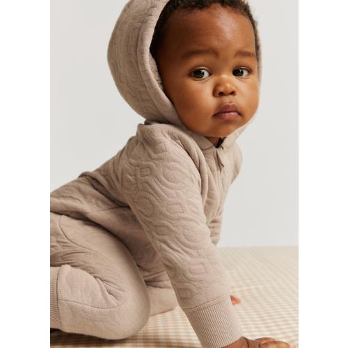 Organically Grown Cotton Blend Logo Hooded Jumpsuit