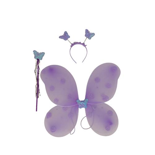 Fairy Wings Wand and Headband Costume for Girls - Purple
