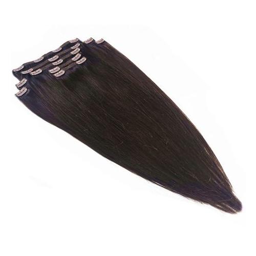 Clip In Hair Extensions - 99% Human Hair - 9 Piece Pack - #2 Dark Brown