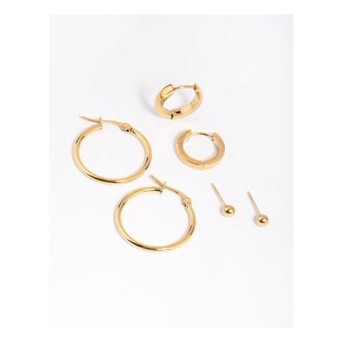 Gold Plated Stainless Steel Ball Stud Earring Pack