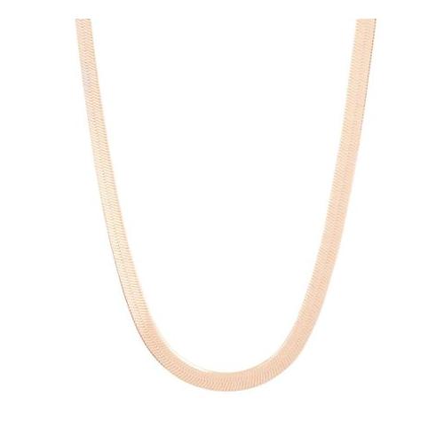 Gold Flat Omega Ribbed Chain Necklace
